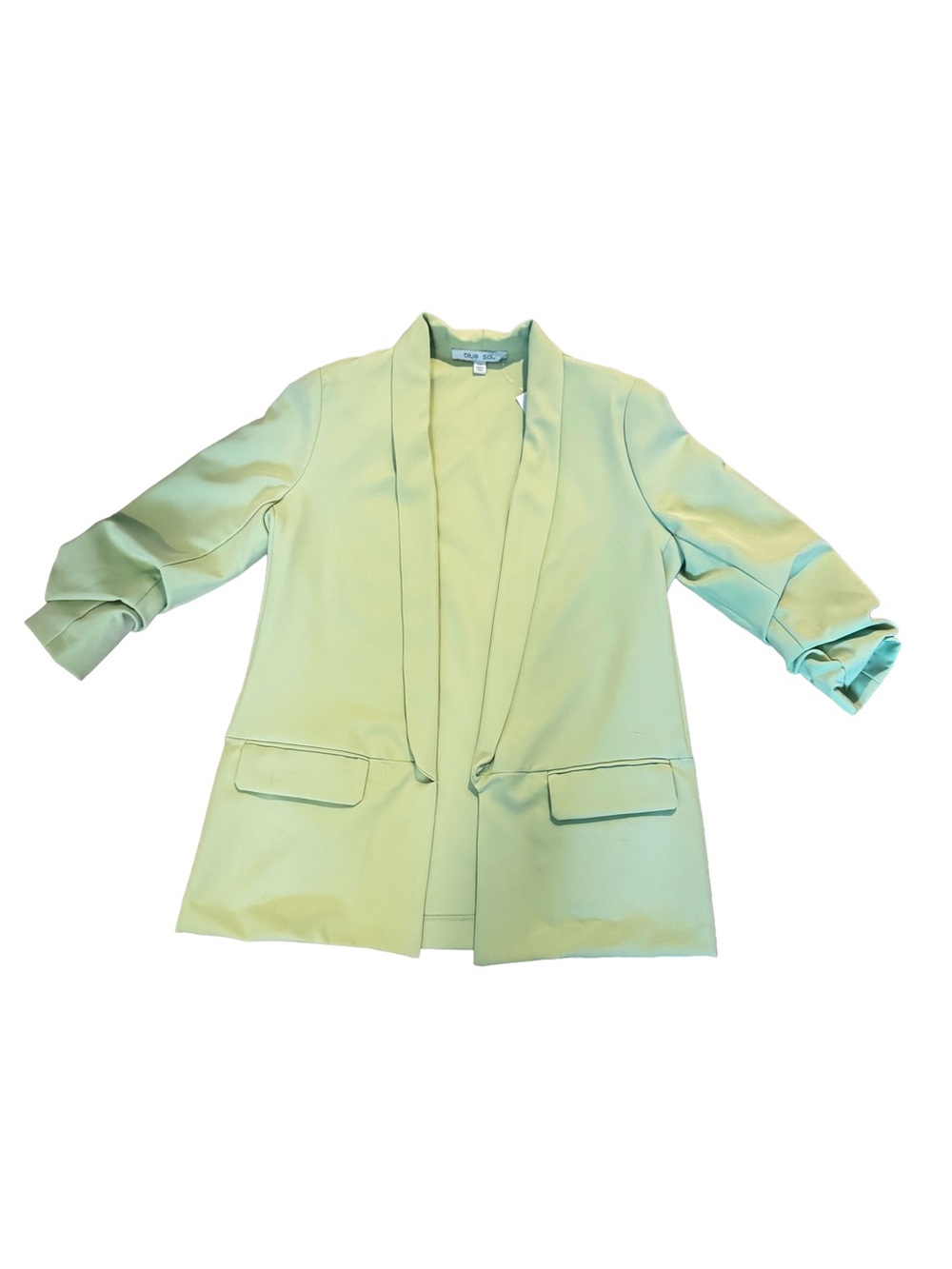 Women’s Mint Green Open-Front Blazer with Rolled Sleeves